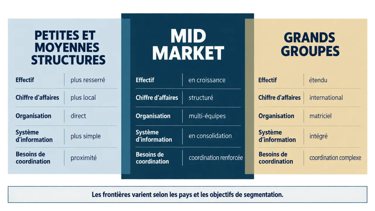 Mid market entre PME et grands groupes : critères de taille, organisation et besoins