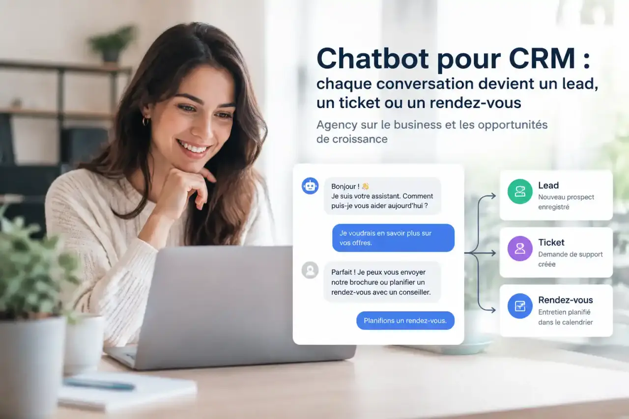 Chatbot pour CRM : chaque conversation devient un lead, un ticket ou un rendez-vous